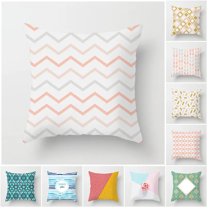 

Fuwatacchi Colorful Patchwork Pillow Case Geometric Cushion Cover for Car Sofa Chair Home Decorative Pillows Cover 45cm*45cm