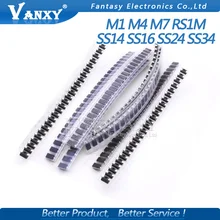 8 значений 200 шт. M1 M4 M7 SS14 SS16 SS24 SS34 RS1M пакет с электронными компонентами набор сортированных диодов электронный diy Kit