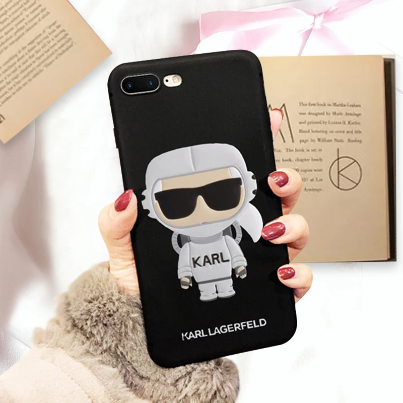 GYKZ Cool Karl Lagerfeld Soft Silicone Phone Case For iPhone XS MAX X XR 7 6 6s Plus Fashion Matte Coque For iPhone 8 Cover Bag