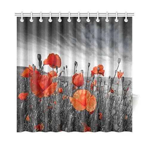 Beautiful Red Poppies On A Meadow Special Design For Polyester Fabric