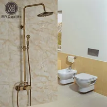Роскошный античный латунный душ Набор кран смеситель для ванной комнаты+ ручной душ настенный