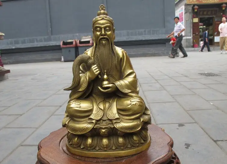 

Chinese pure Brass Copper Carved Taoism Lord Lao Zi Taoist buddha statue