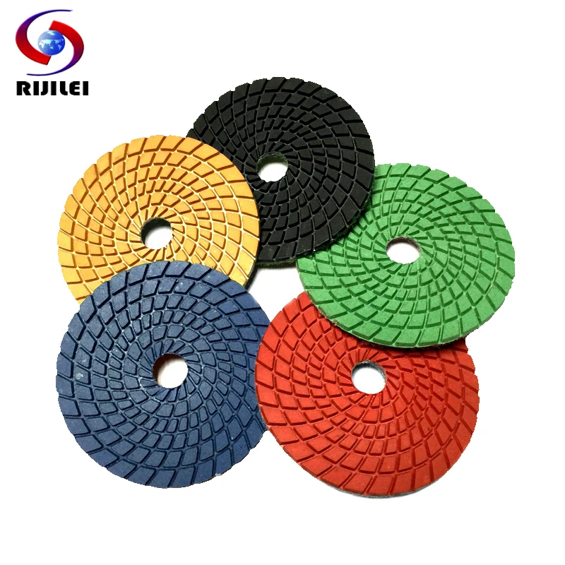 RIJILEI 10 Pieces/Lot 4Inch Flexible Diamond Polishing Pads 100mm Spiral Wet Polishing Pad Granite Marble Grinding Disc 4DS2 113 pieces 3d marble run set