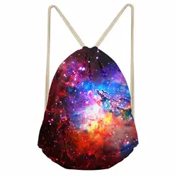 Noisydesigns Для женщин мешки Drawstring Galaxy пространство печати Для мужчин рюкзак для девочек школьные сумки рюкзак Колледж Студенты Рюкзак