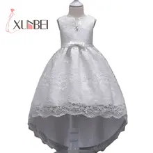 Кружевные платья для девочек до колена г. Белые Платья с цветочным узором для Девочек Пышные Платья платья для первого причастия вечернее платье