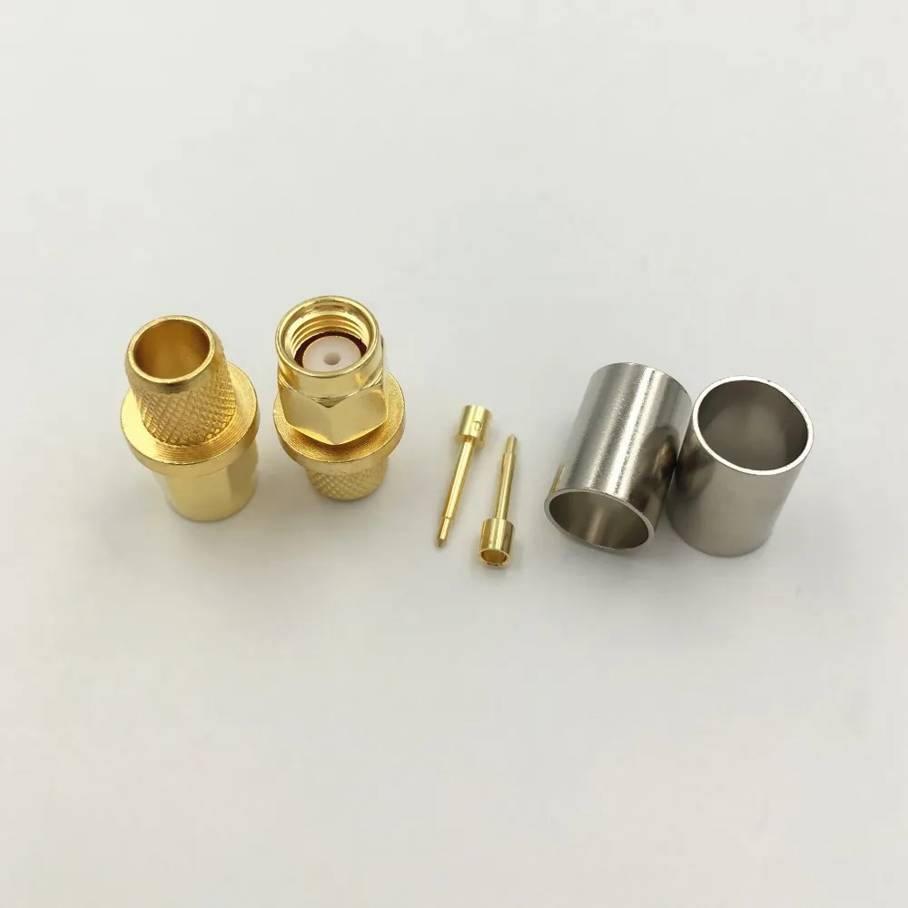 100 шт. латунный штекер SMA RF Coax Jack обжимной разъем для RG5 RG6 5D FB H155 LMR300 прямой