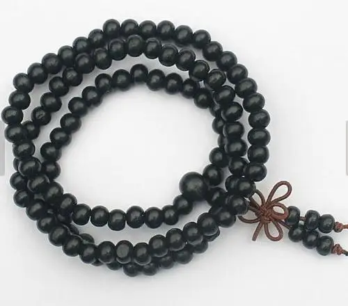 Тибетский черный деревянный браслет из 108 бусин|bracelet tibetan|mala 108tibetan mala |