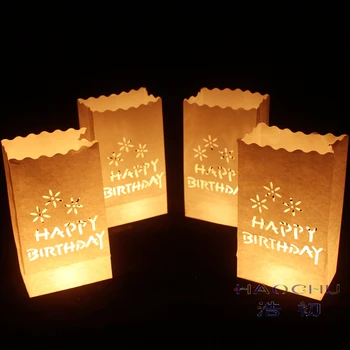 

10pcs/lot 10"25cm White Paper Lantern Candle Bag LED Light Lampion Heart DIY Pattern For Birthday Party Wedding Event Decor