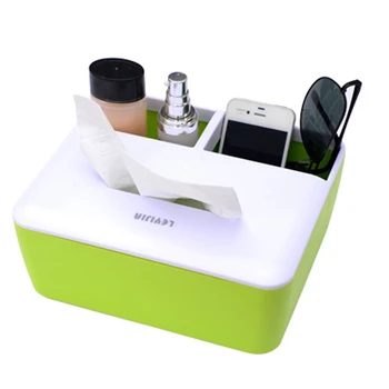 

Home Kitchen Plastic Tissue Box Napkin Holder Case Simple Stylish Double Grid Storage Box
