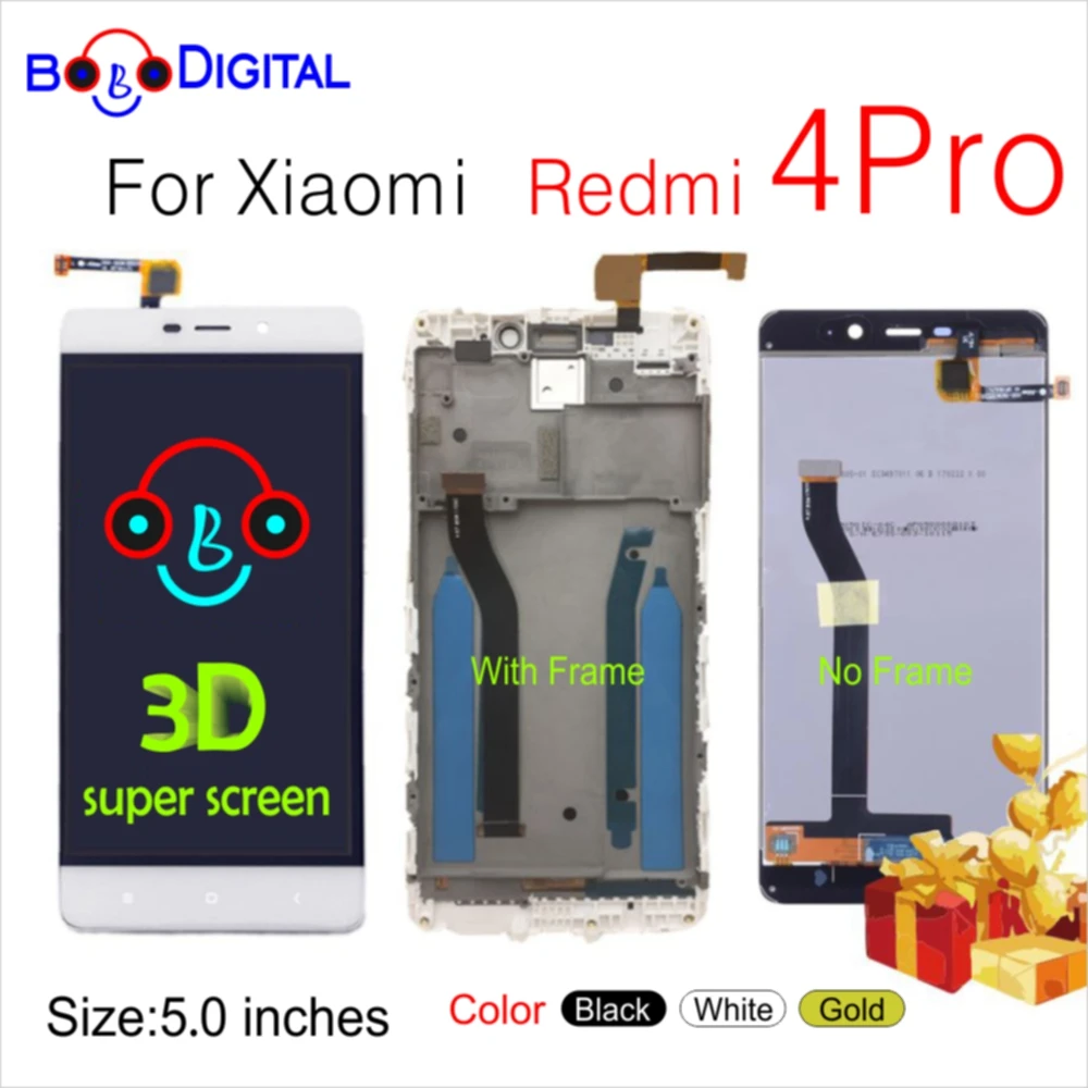 

For Xiaomi Redmi 4 Pro Prime LCD Screen Display + Touch Screen Digitizer Assembly With Frame Black White Gold
