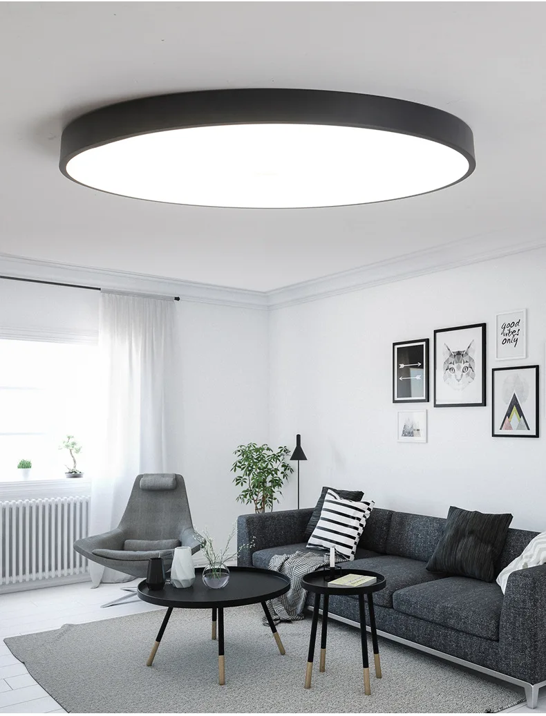 Luzes de Teto Lâmpadas de Teto Elétrico para Varanda Sala de Estar Venda Quente Ultra-fino Circular Controle Remoto Dispositivo - Cozinha 5cm Led Mod. 255608 30 Luzes e Iluminação