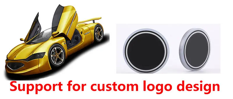 2X Car Logo Light LED Cup Drink Holder Anti Slip Mat Coaster Stickers For Peugeot 307 206 407 3008 2008 207 208 508 Accessories