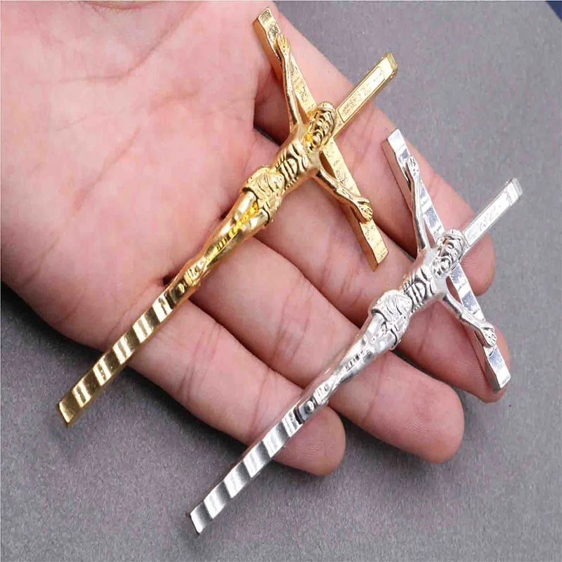 

The Great Jesus Cross Medal Christian Charm Cross Big Cross Jewelry Medal, used to make color rosary cross ornaments.10pcs