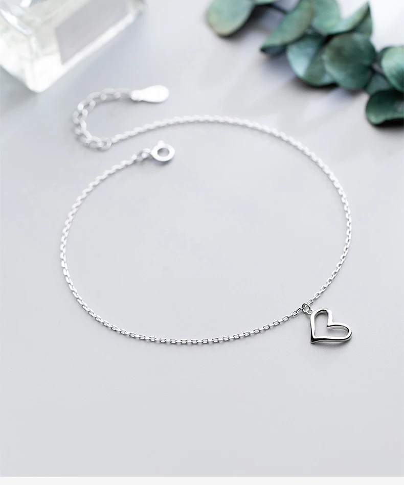 Trusta 925 пробы серебряный браслет на ногу Женская мода 925 ювелирные подвески в форме сердца 20 см цепь для подарка девушка леди DS1416