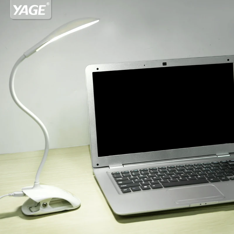 YAGE USB Светодиодная настольная лампа 14 светодиодная с зажимом для чтения книг