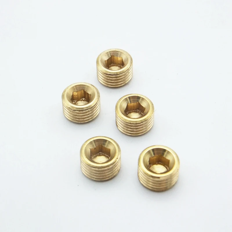 

5PCS 1/4" Male BSP Hex Socket Brass End Cap Plug Fitting Coupler Connector Adapter
