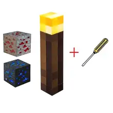 Light Up Minecraft Torch LED Lamp Wall Mount Decorations Game design stone Ore Square Light Figure