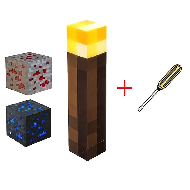Light Up font b Minecraft b font Torch LED Lamp Wall Mount Decorations Game design stone