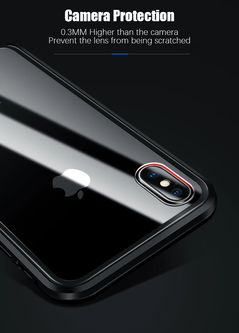 Luxury Double glass Metal Magnetic Case for iPhone XS MAX iPhone X XR 7 8 Plus 8plus Phone Case Magnet Cover 360 Full Protection (10)