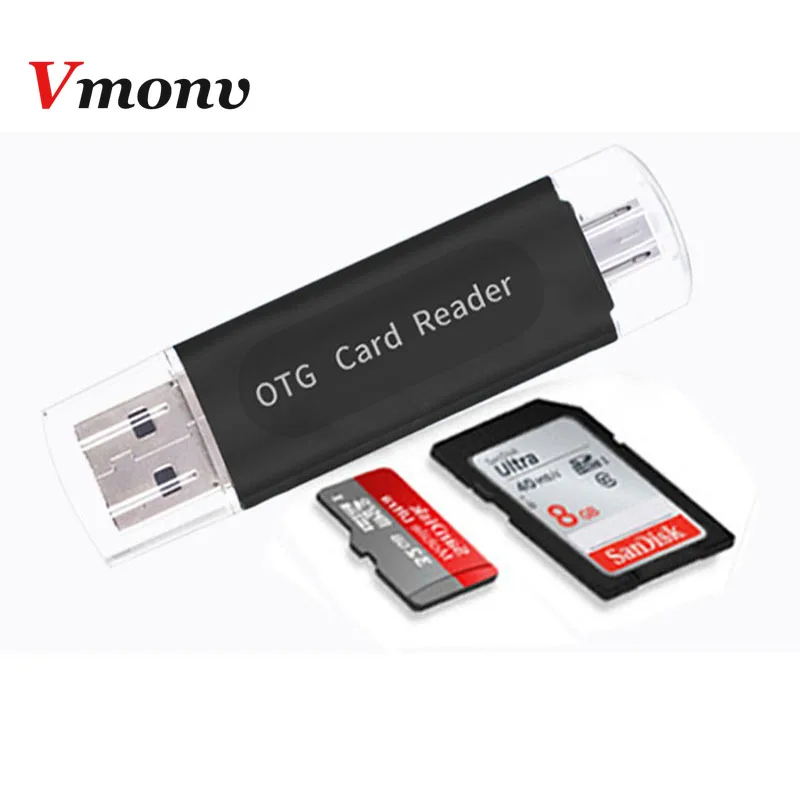 Vmonv 2 в 1 USB OTG кардридер флэш-накопитель USB2.0 TF/SD карта для телефона Android компьютера
