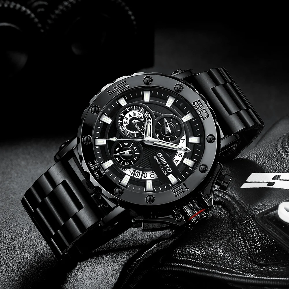 GIMTO Quartz Men Watch Top Brand Luxury Watches Military Sport Creative Wristwatch Waterproof Steel
