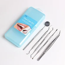 5 шт. комплект стоматологических инструментов из нержавеющей стали, скребок для зубов, зеркало для рта, зонд, скейлер, набор профессиональных инструментов для чистки зубов, гигиенический набор для ухода