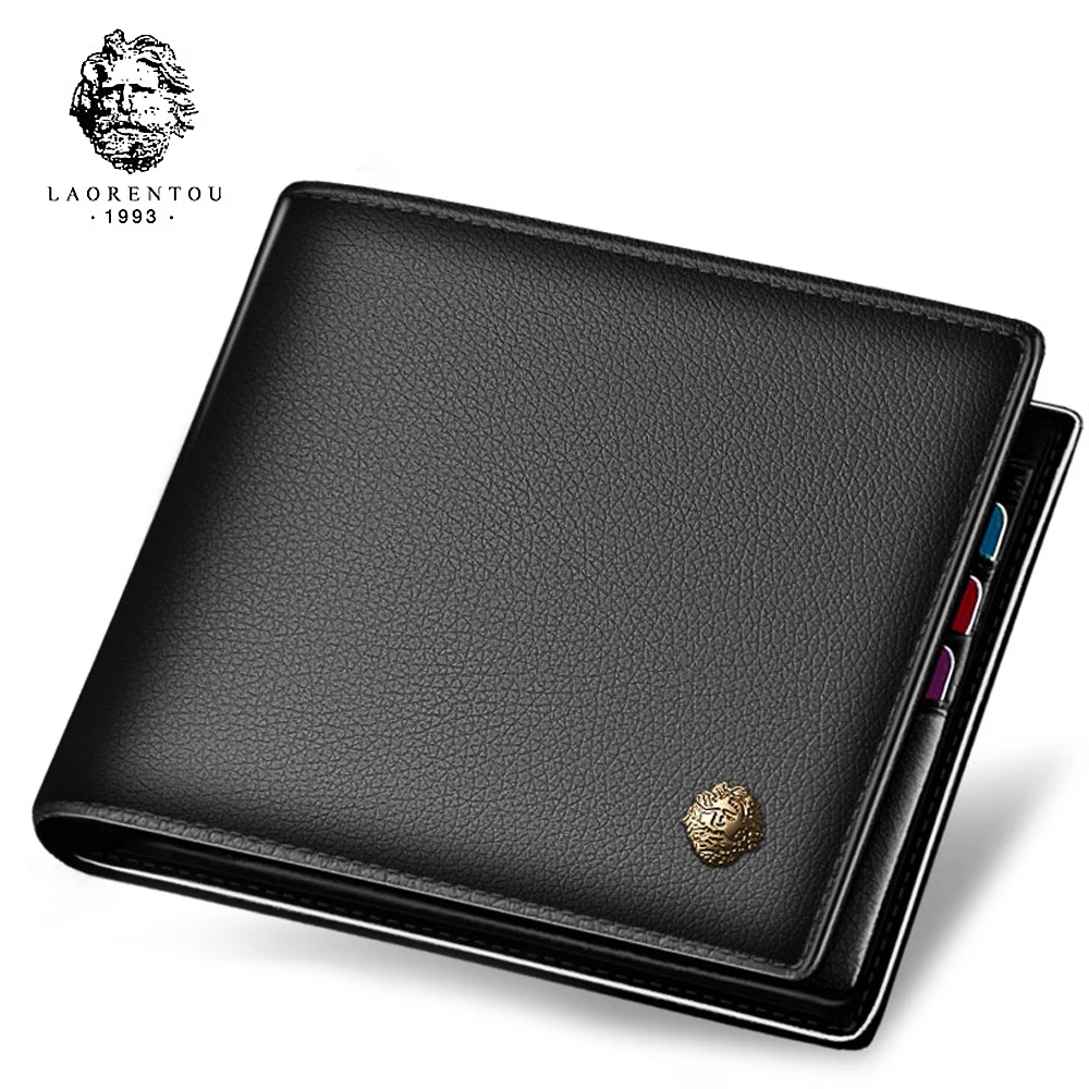 LAORENTOU Wallet Men 100% Genuine Leather Short Wallet Vintage Cow...