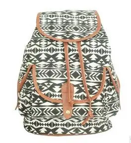 Женский рюкзак, модный парусиновый школьный рюкзак с принтом, Национальный стиль, женские повседневные Рюкзаки для путешествий, хорошее качество - Цвет: Черный