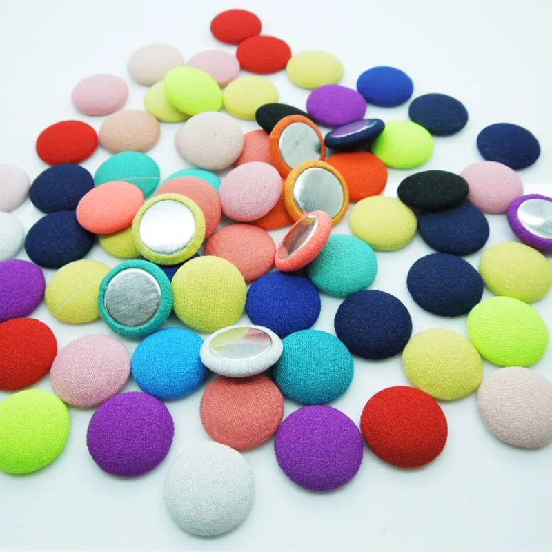 

200pcs 12.5mm Handmade Fabric Covered Chunky Buttons - Flat Backs, Assorted Colors A00829