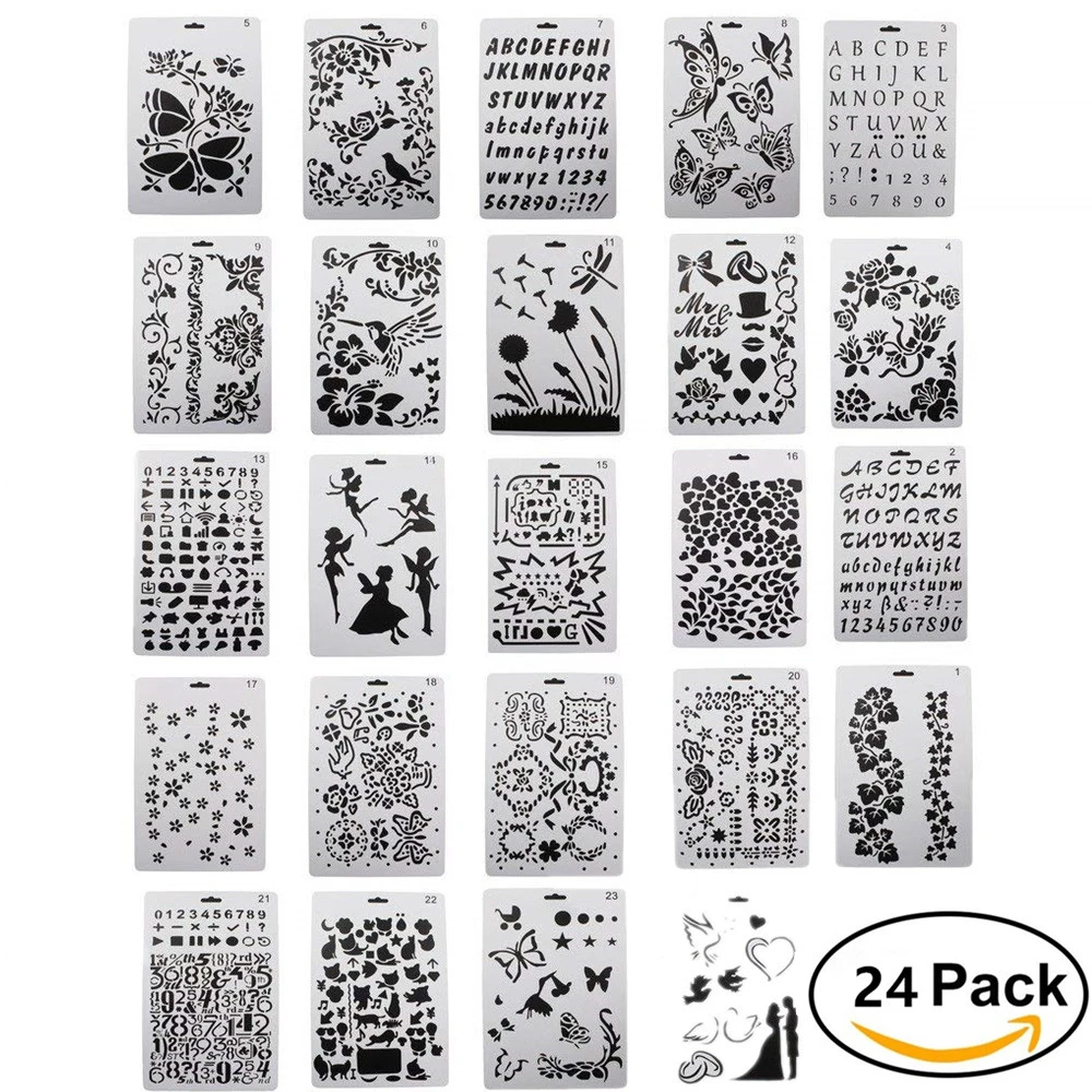 Stensil Untuk Diy Scrapbooking Dan Anak Anak Penciptaan Tema Natal Gambar Lukisan Stensil Set 26cm X 17 5cm Penggaris Aliexpress