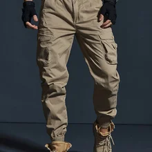 De alta calidad de color caqui pantalones casuales para hombres táctico militar pantalones para correr con diseño de camuflaje pantalones de carga Multi-Bolsillo moda negro ejército Pantalones