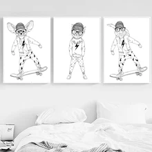 Black White Rabbit Cat Nordic Posters And Prints Wall Art Canvas Painting Animal Wall Pictures Kids Baby Room Home Decor Black White Rabbit Cat Nordic Posters And Prints Wall Art Canvas Painting Animal Wall Pictures Kids Baby Room Home Decor