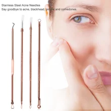 4 шт игла для удаления прыщей уход за лицом прыщи комедоны, игла для удаления угрей, Нержавеющая сталь двухсторонняя лица с очищающим средством для ног инструменты