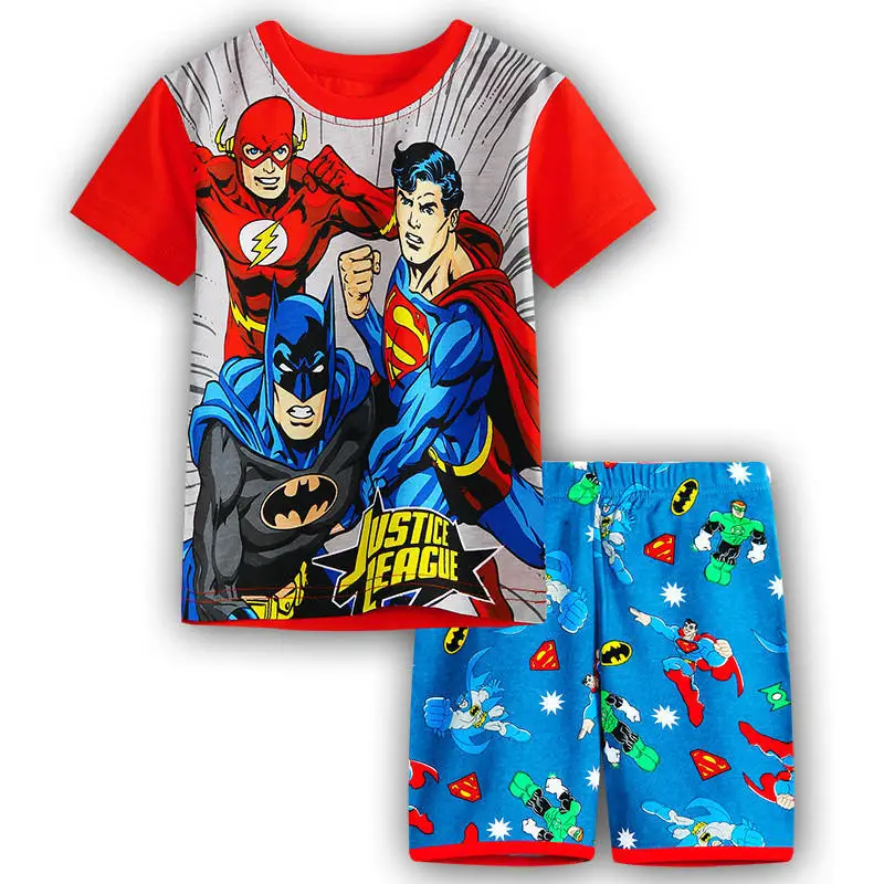 Summer Baby Boys Girls Clothes Set Cartoon Super-Heroes The Avengers Captain American Iron man Leisure wear Kids Children Pajamas Sets (2)