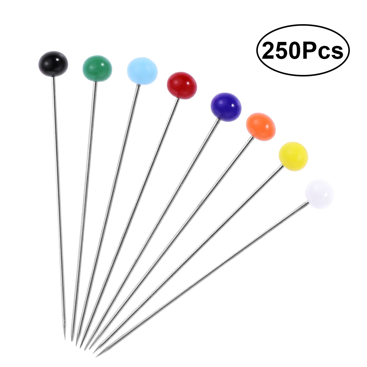 

250pcs Glass Head Pins Multicolor Sewing Pin For DIY Sewing Crafts (4mm Head + 34mm Pin)