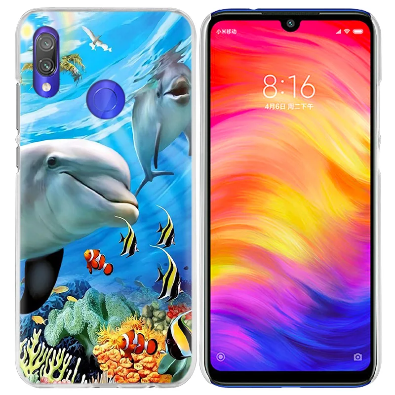 Милый чехол с дельфином для Xiao mi Red mi Go Note 7 6 6A Pro S2 5 5A 4X mi A1 A2 9 mi x 3 5G 8 lite Play F1 жесткий чехол для телефона с животными