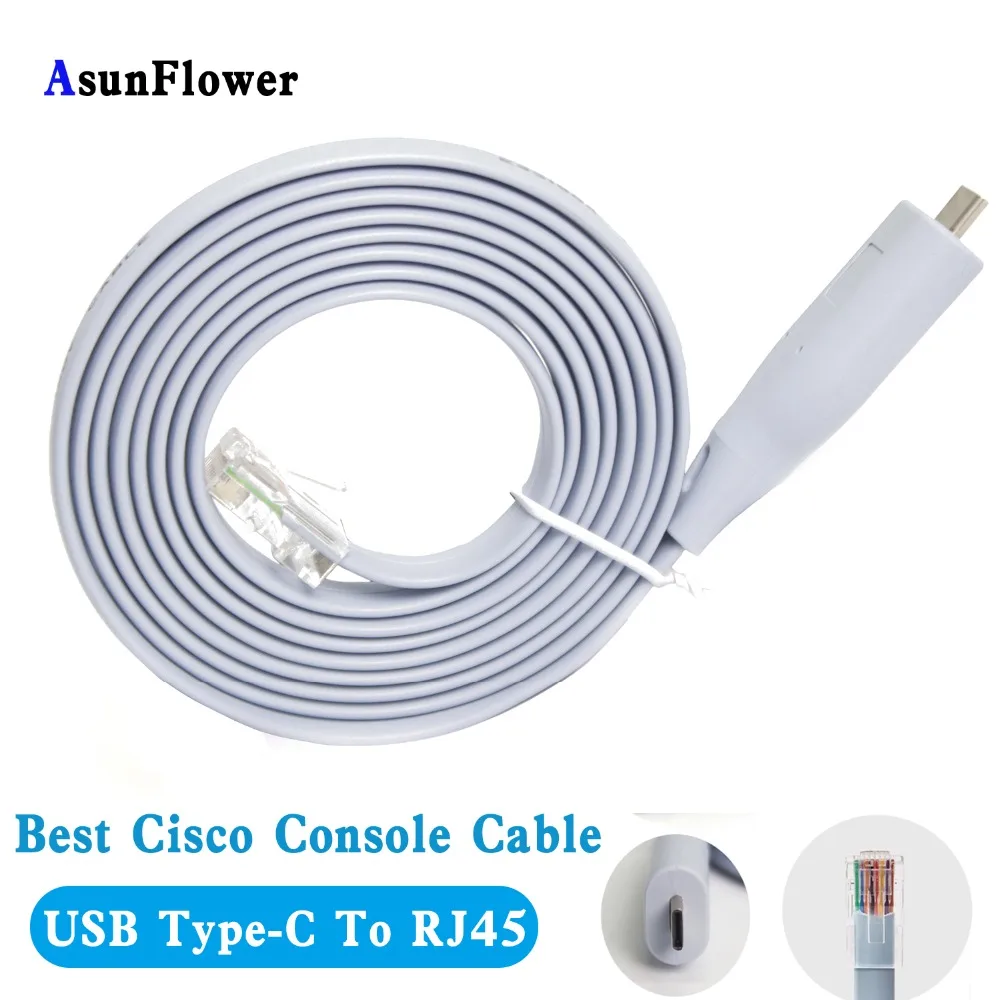 

For Windows 8/7 Vista MAC Linux RS232 1.8m 6 Feet Best Cisco Console Cable FTDI USB Type C to RJ45 Laptop Cable Adapter USB 2.0