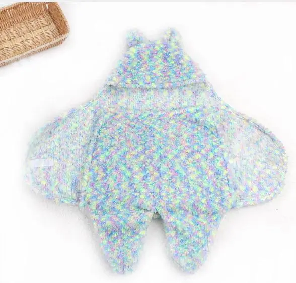 Повседневная теплая полосатая одежда из полиэфирного волокна для новорожденных, детская зимняя мягкая пеленка для маленьких мальчиков и девочек, спальный мешок, одеяло для детей от 0 до 6 месяцев - Цвет: Синий