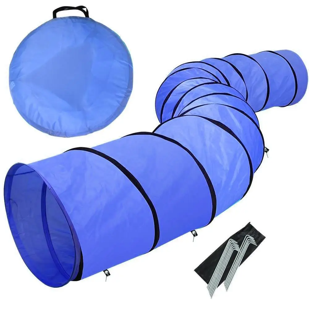 

24" Foldable 210D Waterproof Nylon Pet Dog Cat Tunnel Weave Poles Long Agility Training Exercise Storage Bag Cat Rabbit Play Toy
