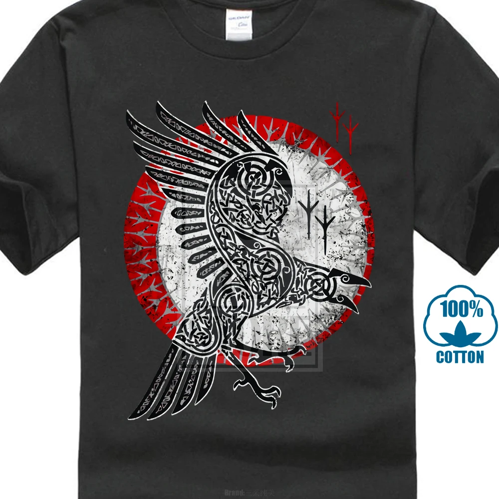Norse Raven футболка Hugin And Munin Valhalla в стиле норвежских викингов ОДИН Тор брендовая