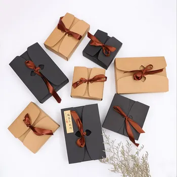 

30pcs /lot new best selling black and Kraft boxes with ribbon,wedding favor boxes,baby shower favor boxes,party gift boxes