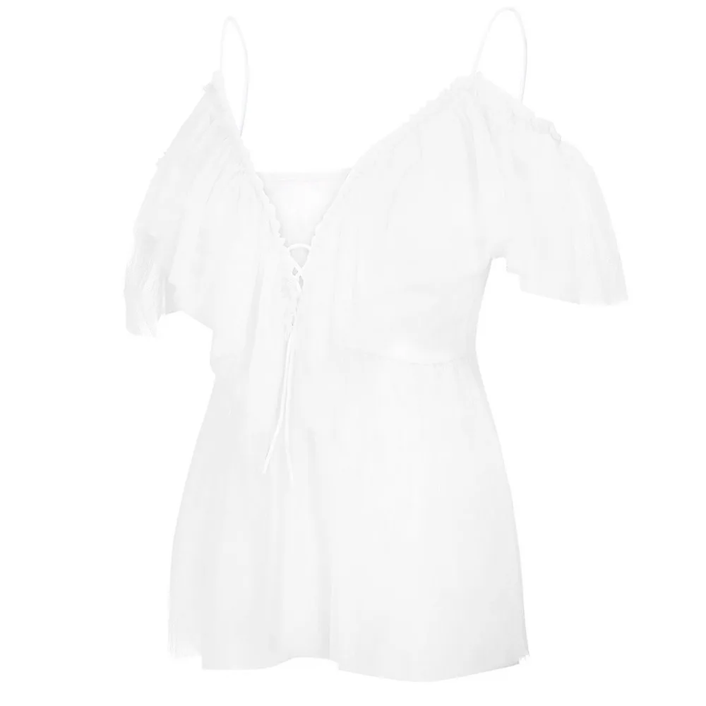 2019 womens summer sexy blouses dentelles vider ruffled ruffled sexy lace sling tops blouses blouses et chemisiers femme 40J12 (18)