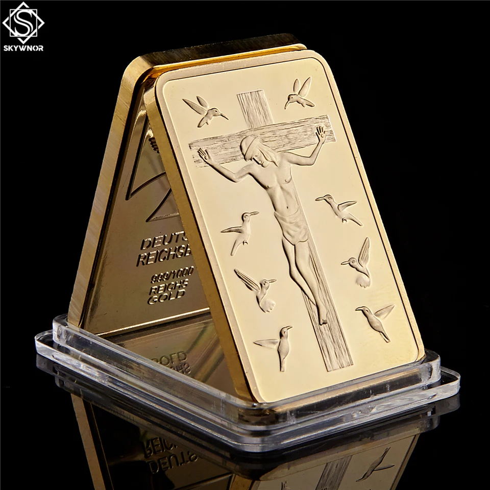 Золотой бар Иисуса Христос и ангела 1 унц. Золотая копия 999 Золотой плакированный слиток золота христианская памятная монета