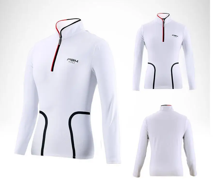 PGM High quality Women Golf Sportswear Autumn Long Sleeve Golf Shirts Slim Waist Stand-up Collar Breathable Golf Shirts 93%Nylon