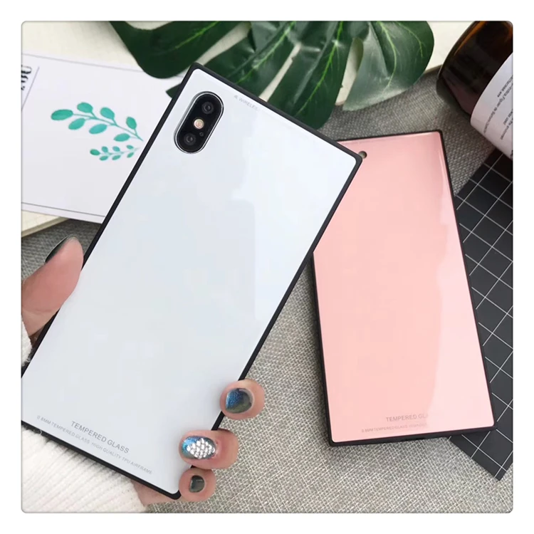 

Luxury Tempered Glass Case For iPhone X 8 8Plus 7 7Plus Square Cases For iPhone 8 8Plus Cover Coque iPhone XS Max Capa Fundas