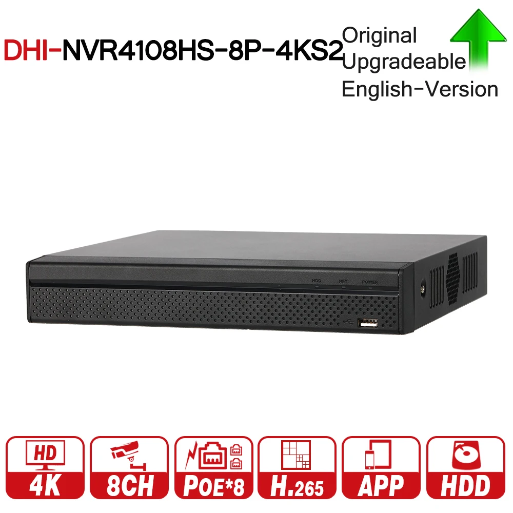 DH NVR4108HS-8P-4KS2 With 8ch PoE Port H.265 Video Recorder Support ONVIF CGI Metal POE NVR For DH Security CCTV System DH NVR4108HS-8P-4KS2 With 8ch PoE Port H.265 Video Recorder Support ONVIF CGI Metal POE NVR For DH Security CCTV System
