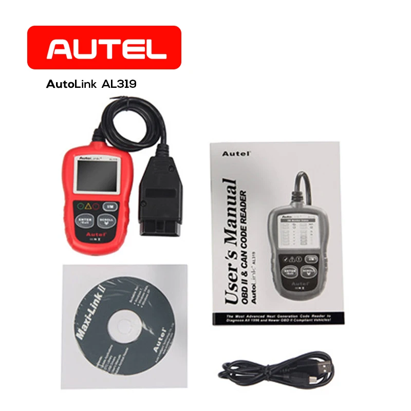 Autel AutoLink AL319 Diagnostic Tool DIY OBDII Car Fault Engine Code Reader Scanner OBD2 Vehicle Color TFT Screen Original Autel AutoLink AL319 Diagnostic Tool DIY OBDII Car Fault Engine Code Reader Scanner OBD2 Vehicle Color TFT Screen Original