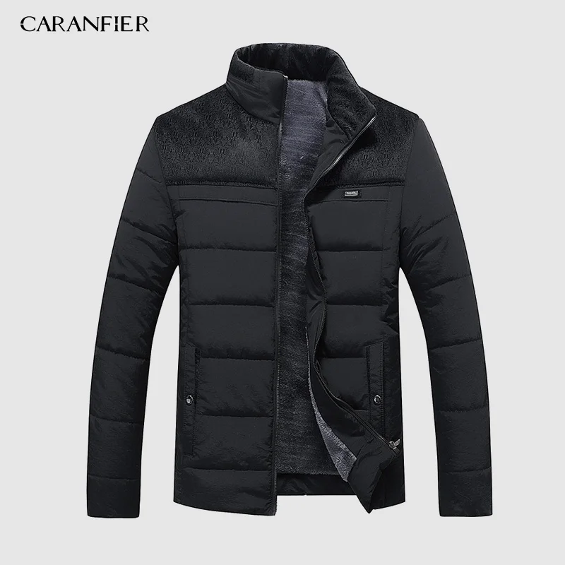 CARANFIER, мужские толстые пальто, зимние теплые мужские куртки с подкладкой, Повседневная теплая парка с капюшоном, новые мужские пальто, Мужская брендовая одежда
