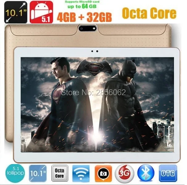 Free shipping 10 inch 3G tablet pc 4GB RAM 64GB ROM 8 Cores andriod 5.1 Octa Core 5MP 1280*800 IPS Kids Gift MID tablets 10.1