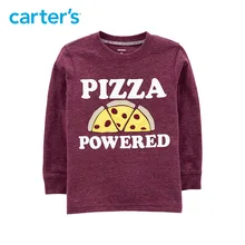 Carter’s Pizza Powered Snow Yarn Textured Tee Autumn winter long sleeve boys t-shirt casual cotton kids clothes 243I012